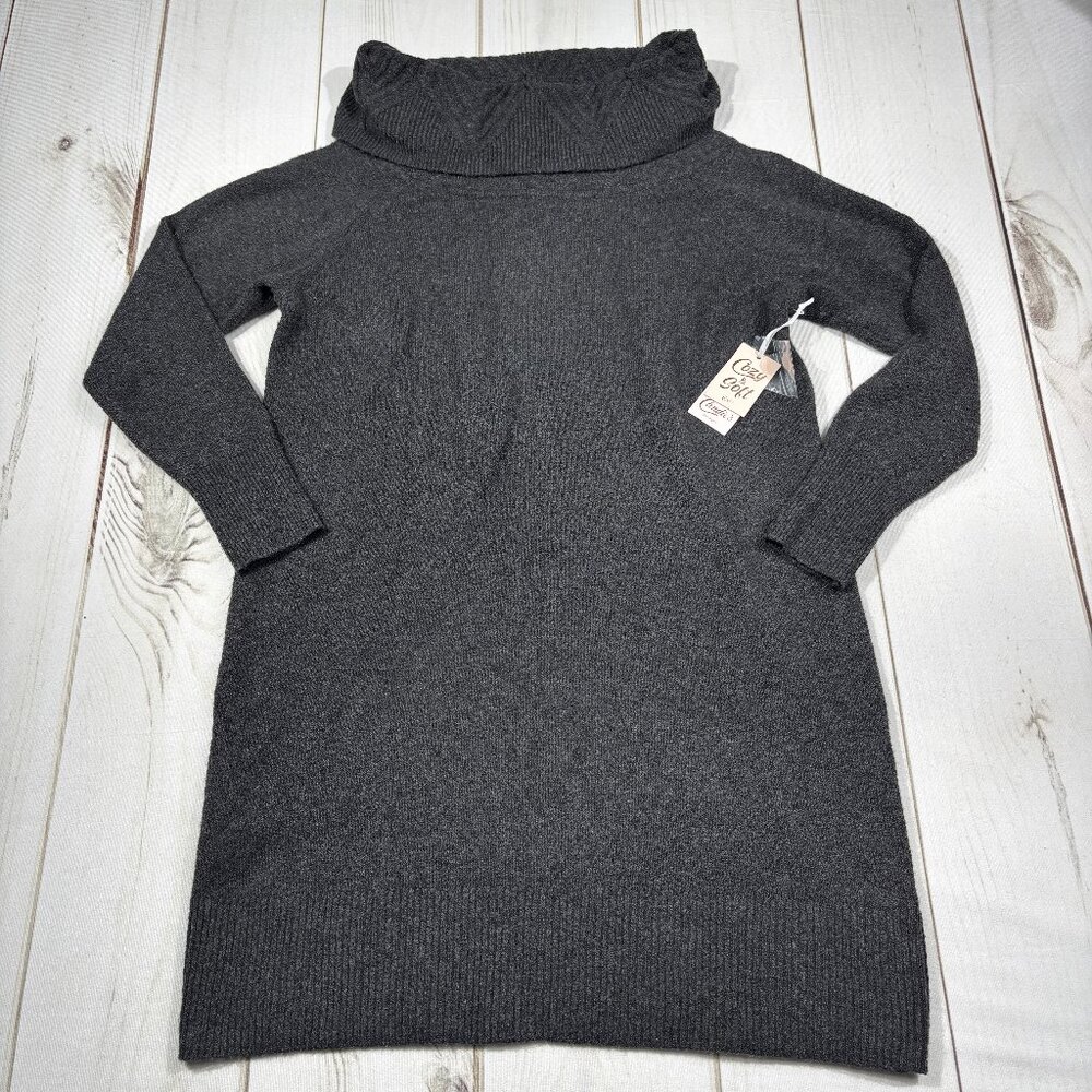 NEW Candies Junior's XL Sweater Dress Long Tunic Cowl Neck Charcoal Gray NWT